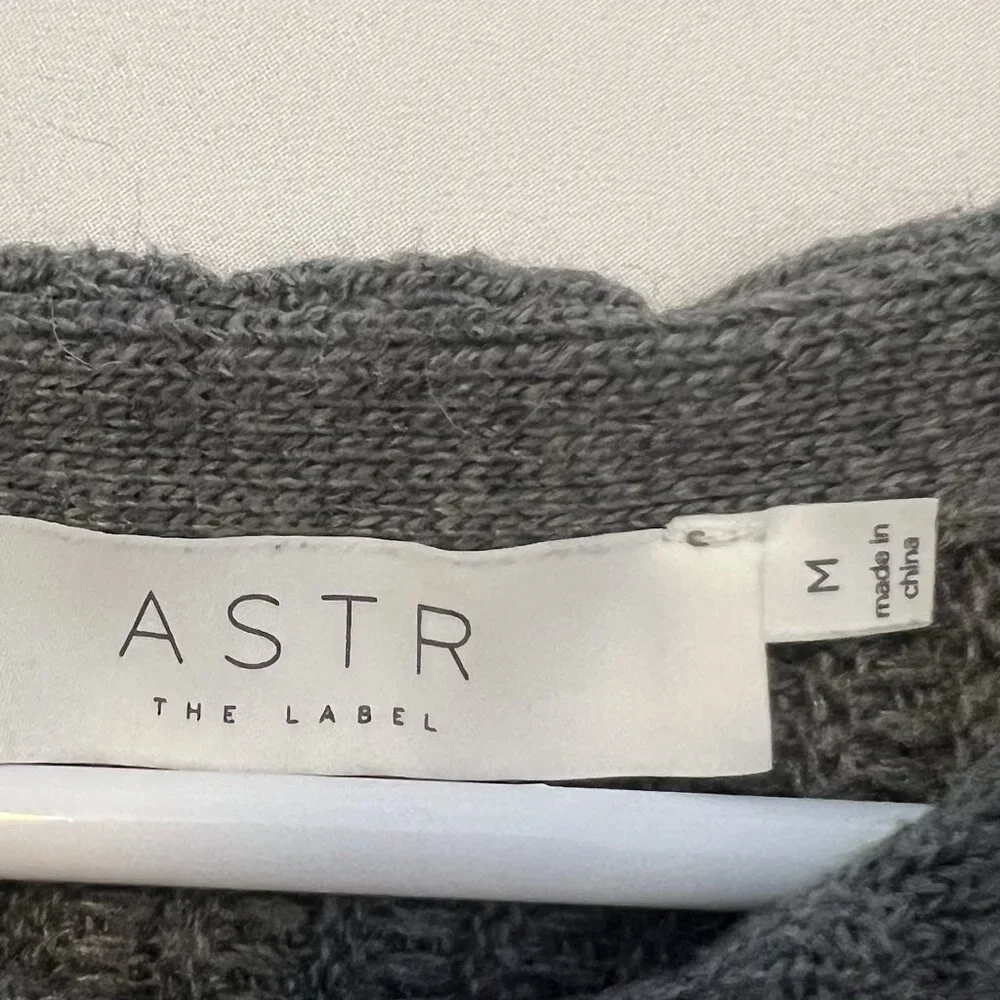 ASTR The Label Women’s Sweater Dress Wool Blend Gray Medium Short Sleeve Ribbed - Picture 3 of 8
